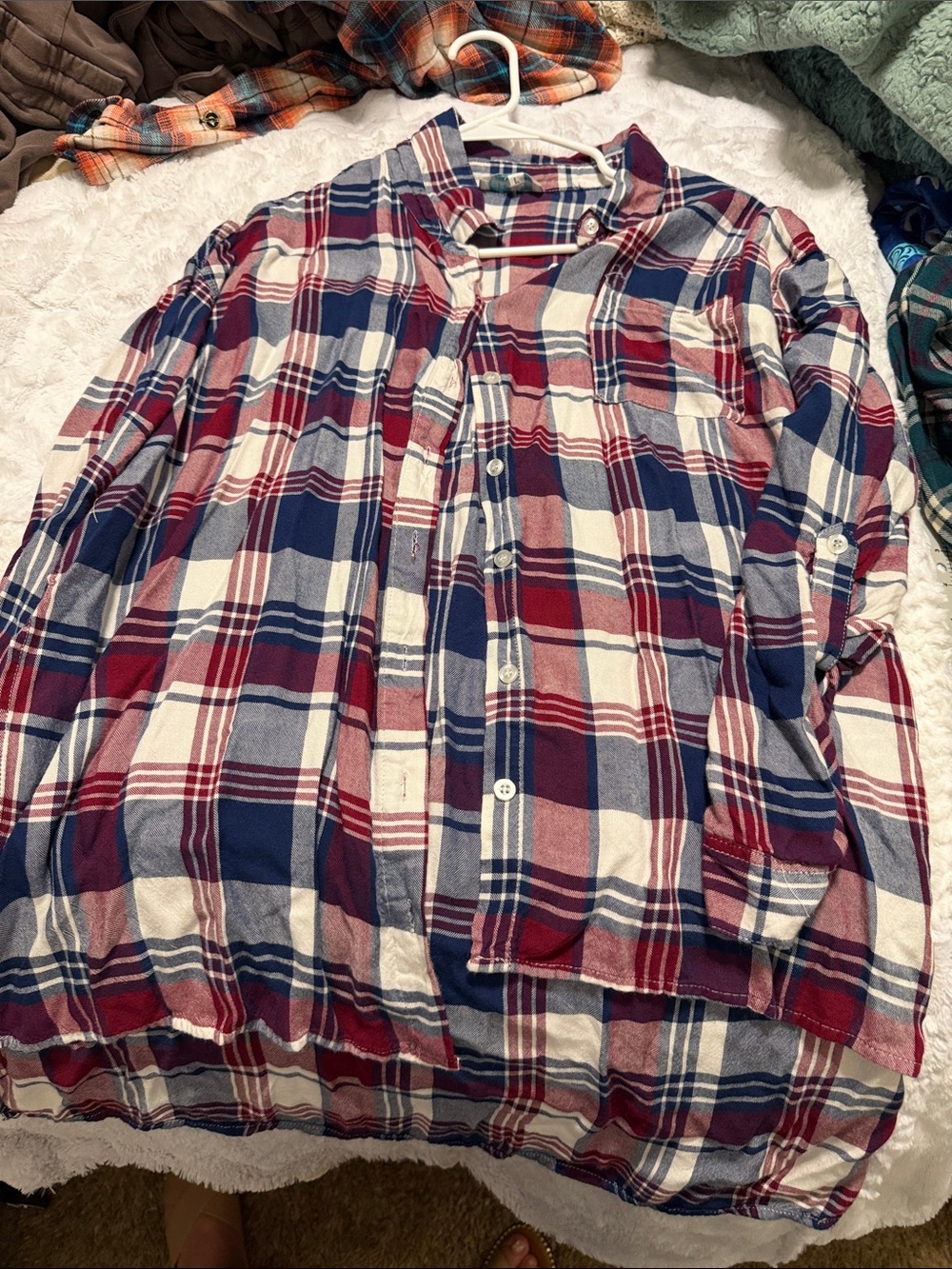 Grace & Lace Red, Blue & White Plaid Button-Up Blouse